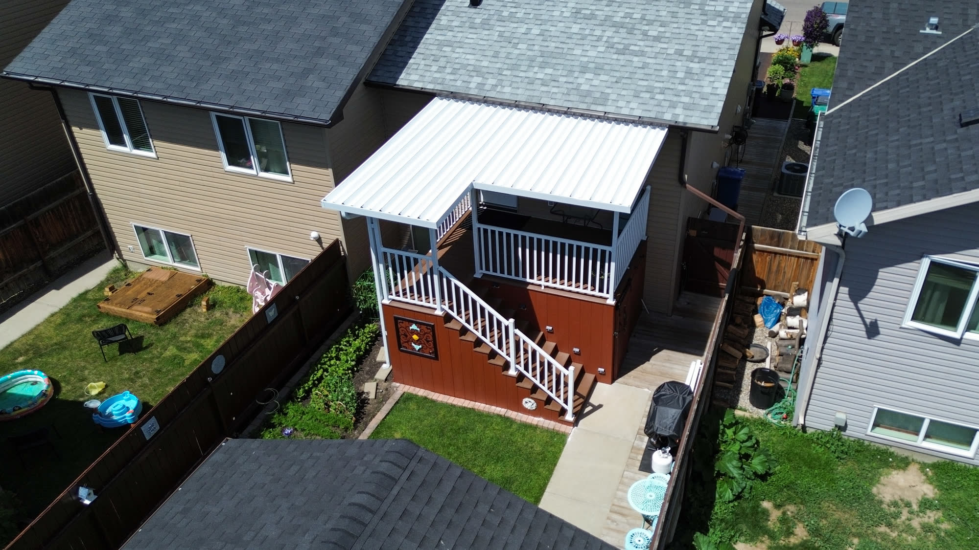 Drone photo of a covered deck by The Deck Centre