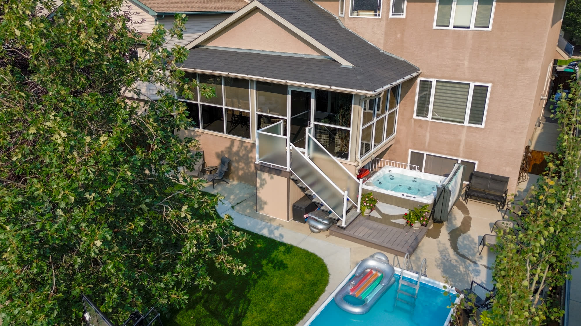 Drone photo of a sunroom deck by The Deck Centre