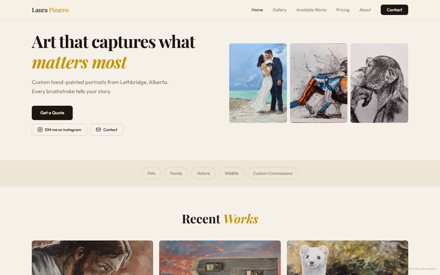 Laura Pizarro website, desktop view